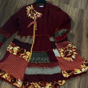 Colorful Sunflower Patchwork Sweater Dress Handmade From Etsy